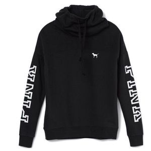 VS PINK SIZE SMALL BLACK WHITE COWL NECK HOODIE